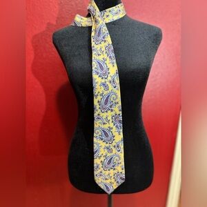 American Living Men’s 100% Silk Yellow And Blue Paisley Tie